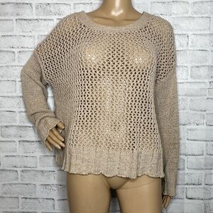 Lilith beige open knit slouchy sweater